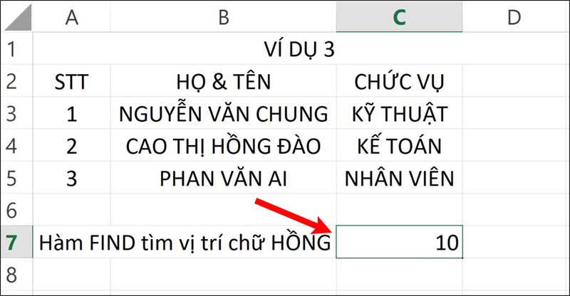 Hướng dẫn sử dụng hàm FIND trong Excel - 6